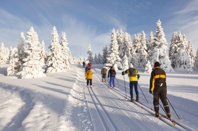 Cross-country skiing on perfectly groomed cross-country trails